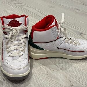 Air Jordan 2 Retro Italy Origins DQ8563-101 White Fire Red Sail Men’s Size 5.5